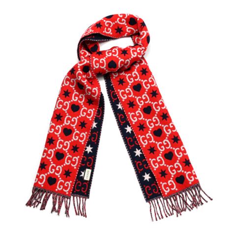 gucci gg scarf with hearts|Gucci wool scarf sale.